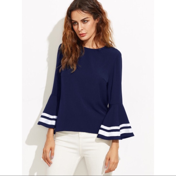 SALES ❗️Elegant Bell Sleeve keyhole Back Blouse - Picture 6 of 7